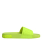 Dolce & Gabbana Green Rubber Slides Sandals Beachwear Shoes