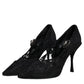 Dolce & Gabbana Black Lace Crystals Mary Jane Pumps Shoes