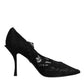 Dolce & Gabbana Black Lace Crystals Mary Jane Pumps Shoes