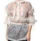 Dolce & Gabbana White Ascot Collar Long Sleeves Blouse Top