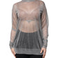 Dolce & Gabbana Grey Mesh Turtleneck Long Sleeve Blouse Top