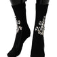 Dolce & Gabbana Crystal Embellished Black Knit Stockings