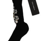 Dolce & Gabbana Crystal Embellished Black Knit Stockings