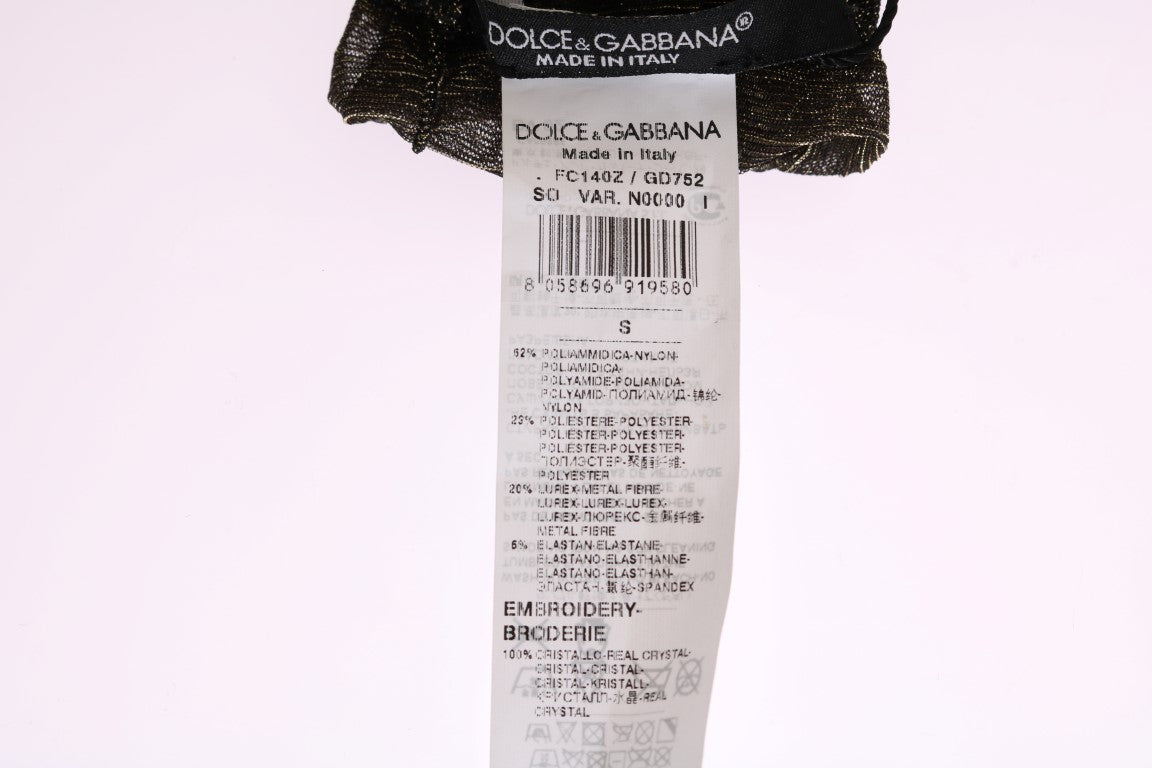 Dolce & Gabbana Crystal-Embellished Black Mid-Calf Stockings