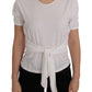 Dolce & Gabbana Elegant White Wrap Blouse with Crystal Accents