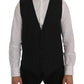 Dolce & Gabbana Elegant Gray Striped Wool Blend Vest