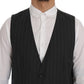 Dolce & Gabbana Elegant Gray Striped Single Breasted Vest