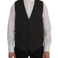 Dolce & Gabbana Elegant Striped Gray Wool Blend Waistcoat Vest