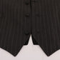 Dolce & Gabbana Elegant Striped Gray Wool Blend Waistcoat Vest