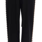 Dolce & Gabbana Elegant High-Waist Ankle Pants with Gold Detailing