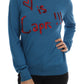 Dolce & Gabbana Blue Silk Sequined Capri Pullover Sweater