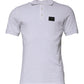 Dolce & Gabbana White Cotton Logo Plaque Collared Polo T-shirt