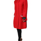 Dolce & Gabbana Red Jacquard Wool Women Trenchcoat Jacket