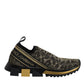 Dolce & Gabbana Gold Glitter Leopard Sorrento Sneakers Shoes