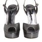 Dolce & Gabbana Silver Leather Platform Heels Sandals Shoes