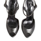 Dolce & Gabbana Silver Leather Platform Heels Sandals Shoes
