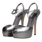 Dolce & Gabbana Silver Leather Platform Heels Sandals Shoes