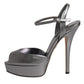 Dolce & Gabbana Silver Leather Platform Heels Sandals Shoes