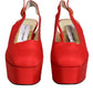 Dolce & Gabbana Red Platform Slingback Heels Sandals Shoes