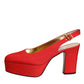 Dolce & Gabbana Red Platform Slingback Heels Sandals Shoes