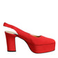 Dolce & Gabbana Red Platform Slingback Heels Sandals Shoes