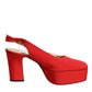 Dolce & Gabbana Red Platform Slingback Heels Sandals Shoes