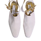 Dolce & Gabbana Off White Block Heel Slingback Sandals Shoes