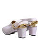 Dolce & Gabbana Off White Block Heel Slingback Sandals Shoes
