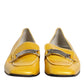 Dolce & Gabbana Yellow Leather Logo Plaque Slip On Mocassin Shoes
