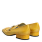 Dolce & Gabbana Yellow Leather Logo Plaque Slip On Mocassin Shoes