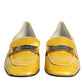 Dolce & Gabbana Yellow Leather Logo Plaque Slip On Mocassin Shoes