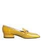 Dolce & Gabbana Yellow Leather Logo Plaque Slip On Mocassin Shoes