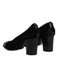 Dolce & Gabbana Black Leather Block Heels Pumps Shoes