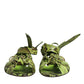 Dolce & Gabbana Green Animal Print Ankle Wrap Sandals Shoes