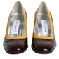Dolce & Gabbana Yellow Brown Leather Block Heel Pumps Shoes