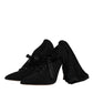 Dolce & Gabbana Black Stiletto Heels Mid Calf Boots Shoes