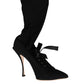 Dolce & Gabbana Black Stiletto Heels Mid Calf Boots Shoes