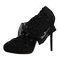Dolce & Gabbana Black Tulle Stretch Heels Mid Calf Boots Shoes