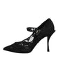 Dolce & Gabbana Black Lace Crystals Mary Jane Pumps Shoes