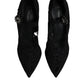 Dolce & Gabbana Black Lace Crystals Mary Jane Pumps Shoes