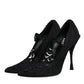 Dolce & Gabbana Black Lace Crystals Mary Jane Pumps Shoes