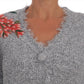 Dolce & Gabbana Elegant Silver Floral Applique Cardigan