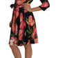 Dolce & Gabbana Elegant Black Shift Dress with Pink Tulips Print