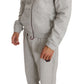 Billionaire Italian Couture Elegant Gray Hooded Sweatsuit Ensemble