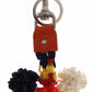 Dolce & Gabbana Silver Brown Raffia Leather Clasp Finder Chain Keyring