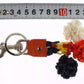Dolce & Gabbana Silver Brown Raffia Leather Clasp Finder Chain Keyring