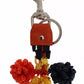 Dolce & Gabbana Red Yellow Raffia Leather Clasp Finder Keyring Keychain