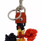Dolce & Gabbana Red Yellow Raffia Leather Clasp Finder Keyring Keychain
