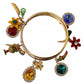 Dolce & Gabbana Multicolor Crystal Gold Tone Brass Bangle Bracelet