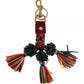 Dolce & Gabbana Multicolor Raffia Leather Clasp Finder Chain Keyring